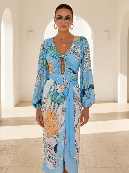 Tropical Breeze Blue One Piece Swimsuit And Cover-Up