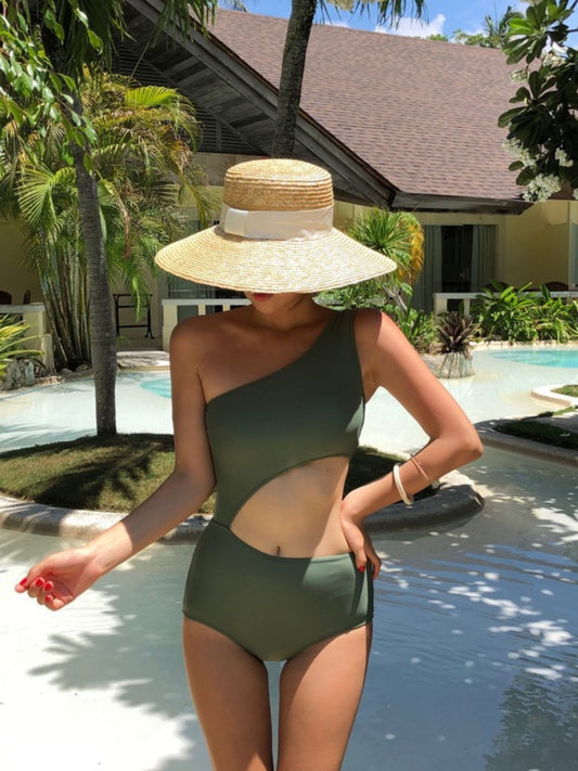 Olive Oasis One-Shoulder Swimsuit