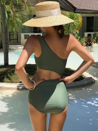 Olive Oasis One-Shoulder Swimsuit