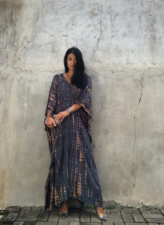 Boho Tie-Dye Kaftan Maxi Cover-Up Dress