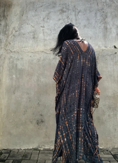 Boho Tie-Dye Kaftan Maxi Cover-Up Dress