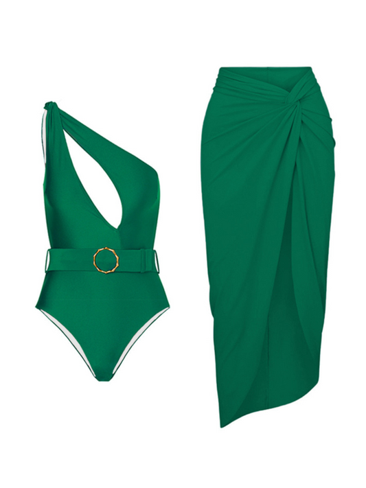Elegant Green One-Shoulder Monokini