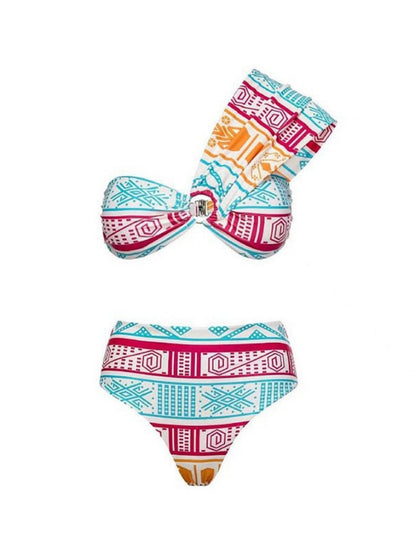 Multi One-Shoulder Bikini Set