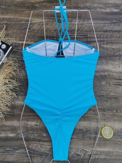 Aqua Sky Cross-Halter One-Piece Swimsuit