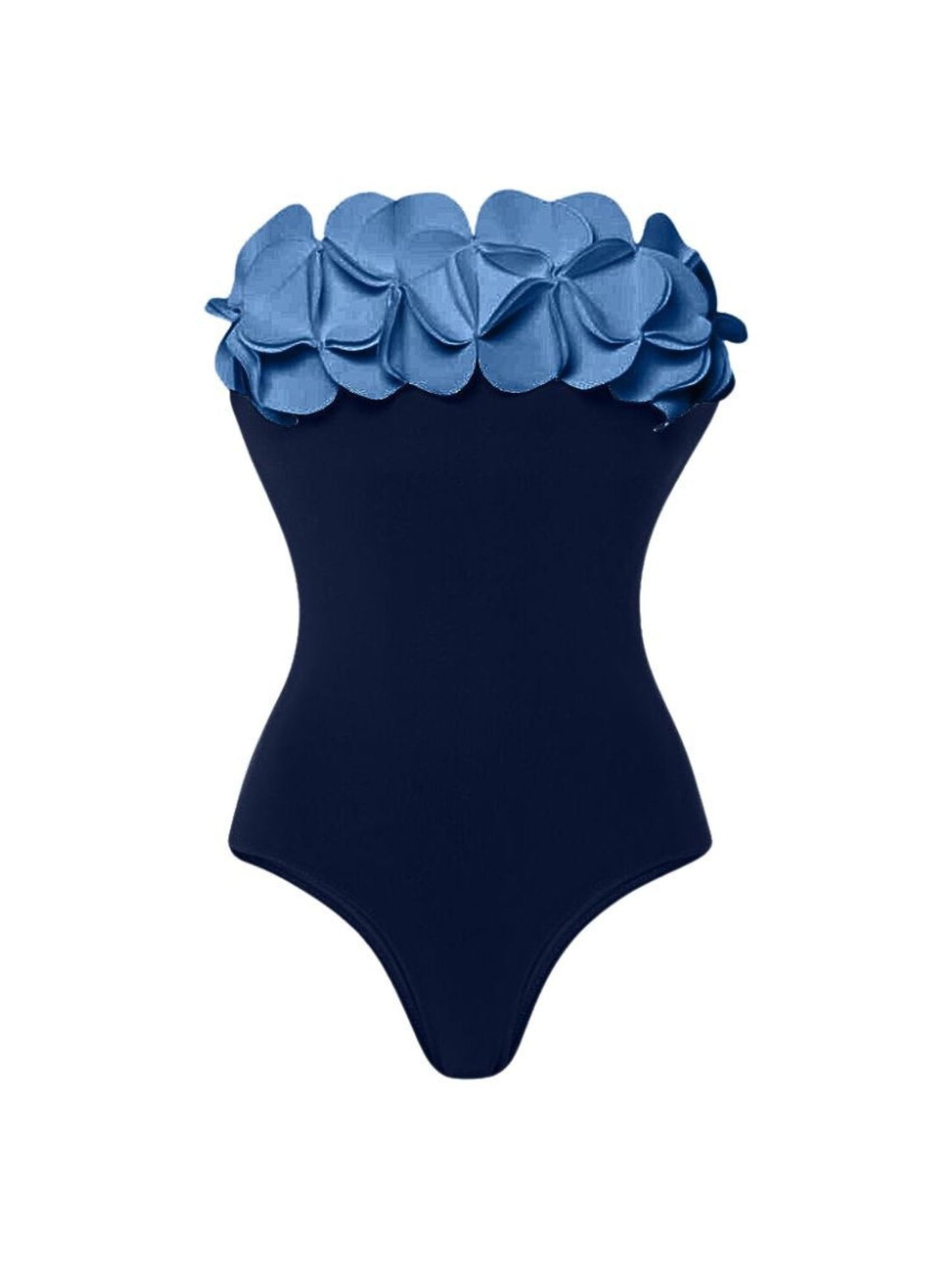Petal Bloom Navy Strapless Swimsuit & Sarong Set