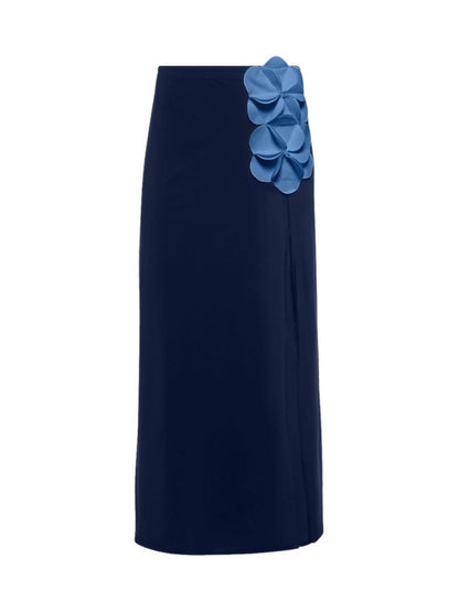Petal Bloom Navy Strapless Swimsuit & Sarong Set