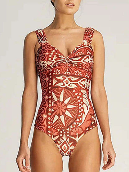 Island Bloom Ruched Swimsuit & Sarong Set