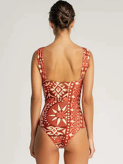 Island Bloom Ruched Swimsuit & Sarong Set