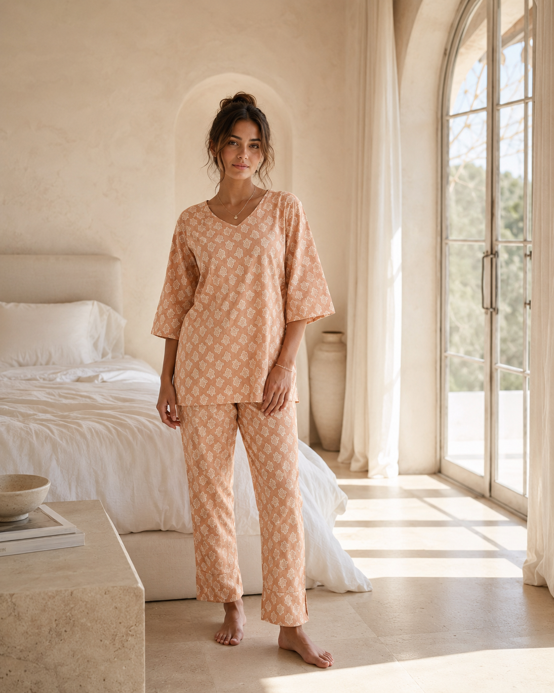 Beige Cotton Sleepwear