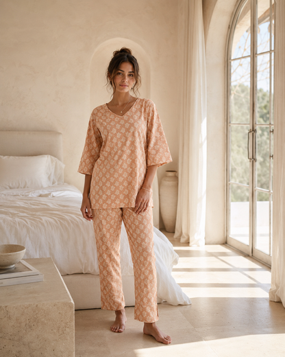 Beige Cotton Sleepwear