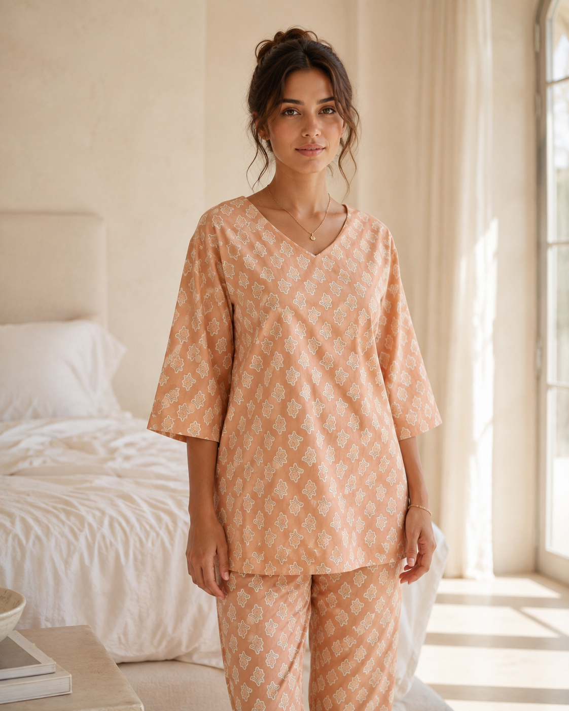 Beige Cotton Sleepwear