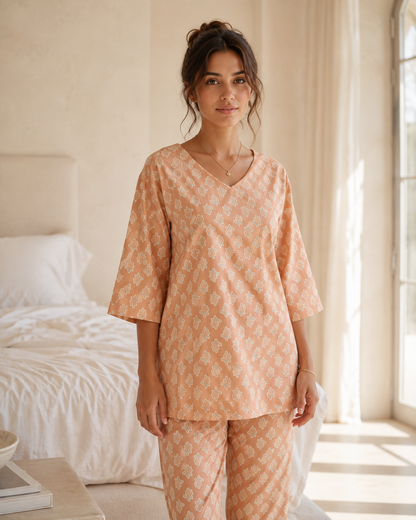 Beige Cotton Sleepwear