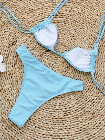 Crystal Blue Sheer Bikini and Sarong Set