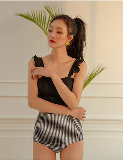 Houndstooth Elegance Two-Piece Swimsuit