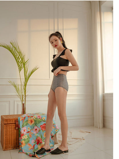 Houndstooth Elegance Two-Piece Swimsuit