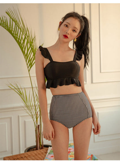 Houndstooth Elegance Two-Piece Swimsuit