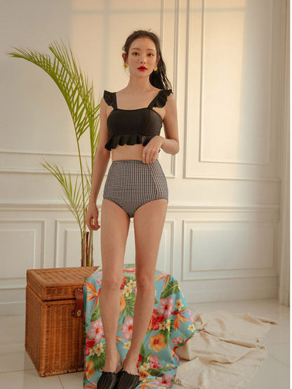 Houndstooth Elegance Two-Piece Swimsuit