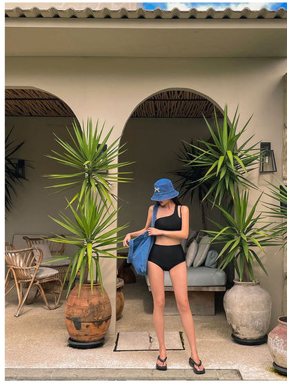 Black One-Shoulder High Waist Bikini Set