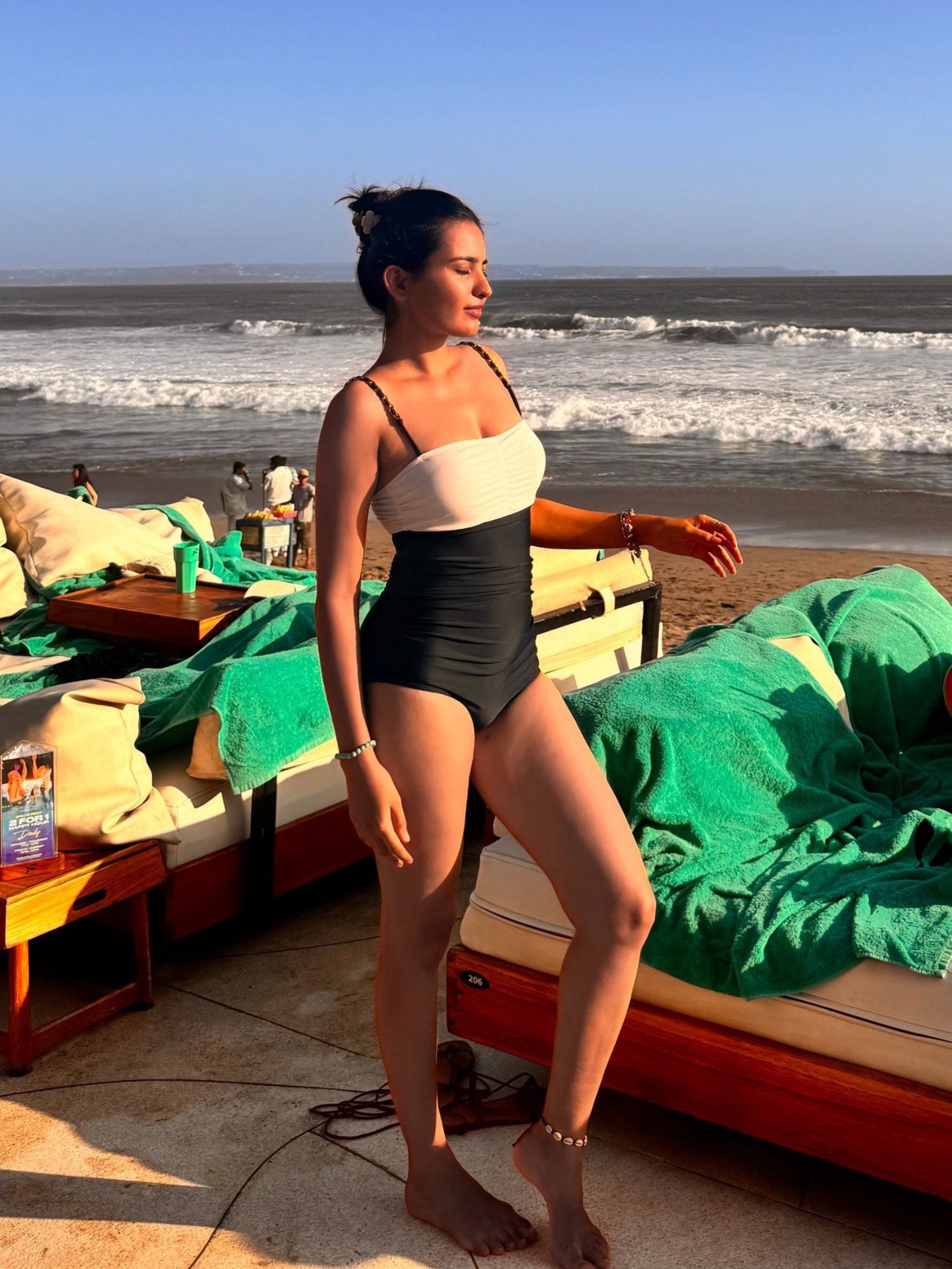 Monochrome Muse Ruched One-Piece Swimsuit