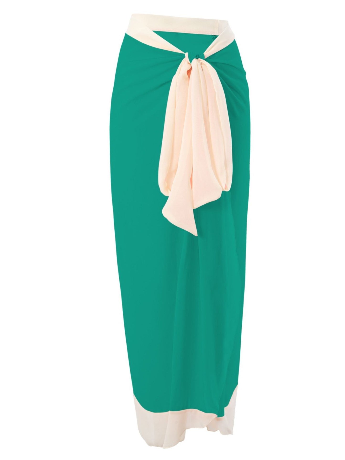Teal Green & Cream Halter Tie Sarong Beach Cover-Up