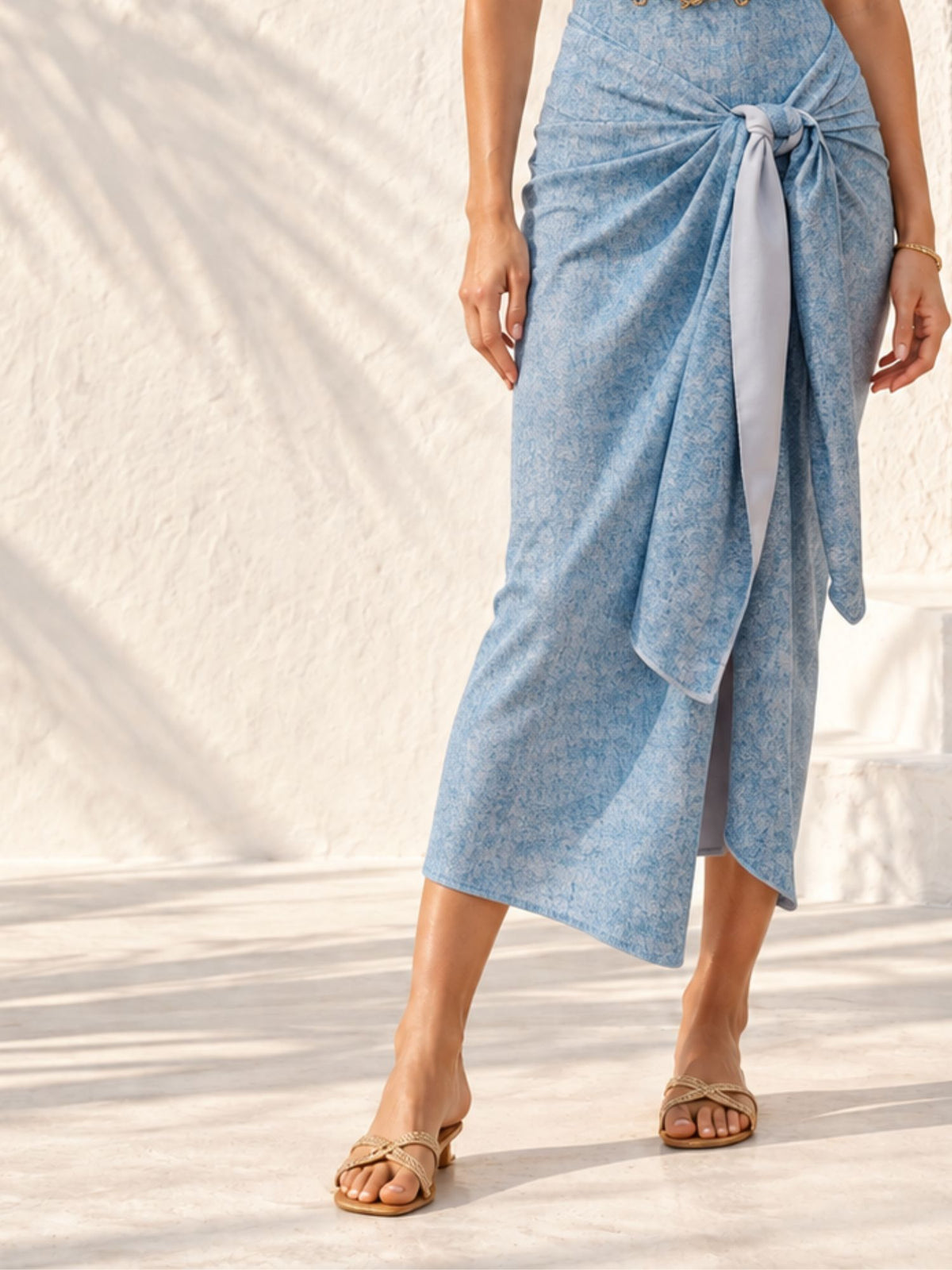 Blue Printed Tie-Up Beach Sarong