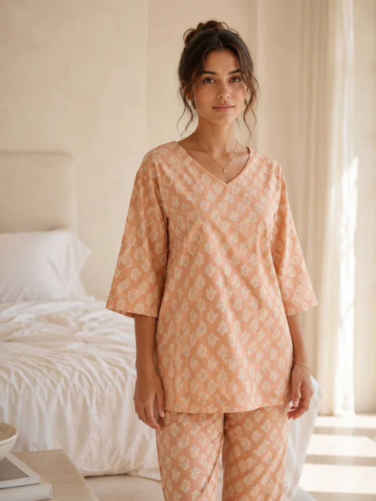 Beige Cotton Sleepwear