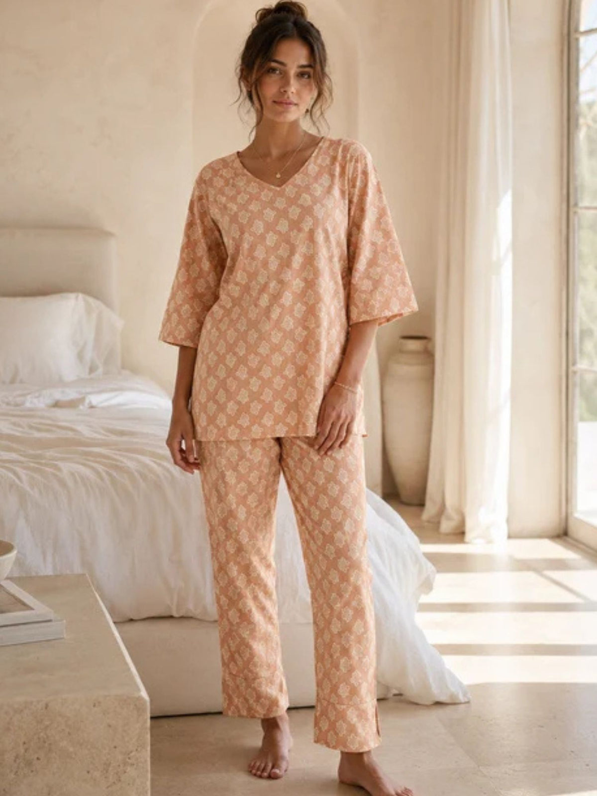 Beige Cotton Sleepwear