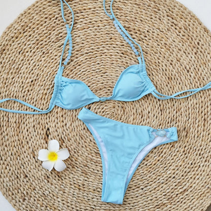 Crystal Blue Sheer Bikini and Sarong Set