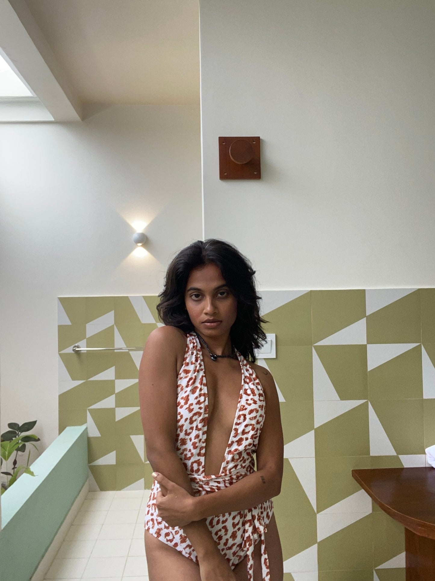 Leopard Print Monokini with Matching Wrap Skirt